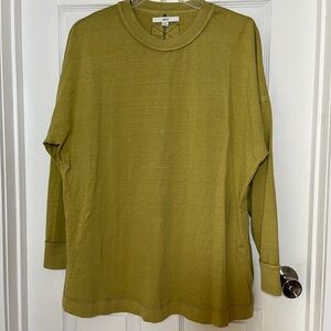 Next Men's Long Sleeve Shirt in Muted Chartreuse Green